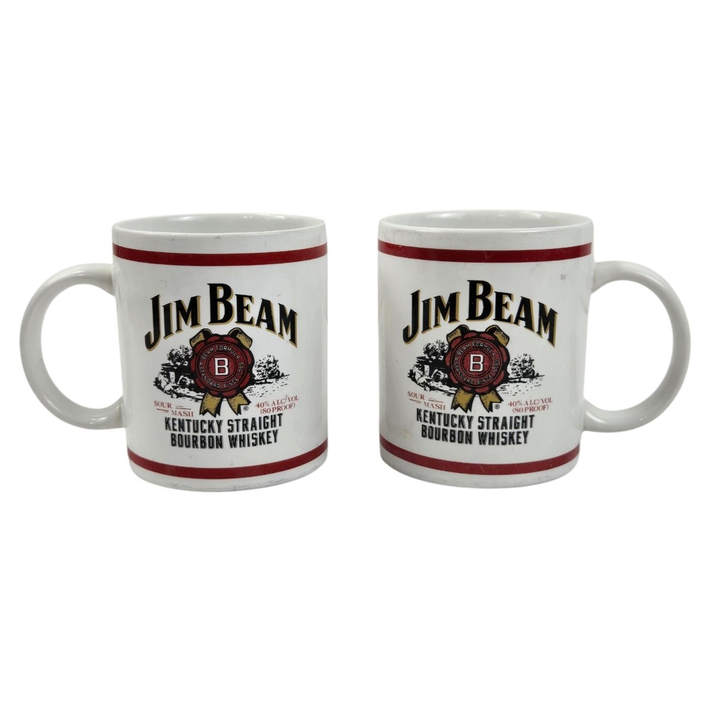 Lot of 2 Vtg 2000 Jim Beam Kentucky Straight Bourbon Whiskey Coffee Mugs by HH
